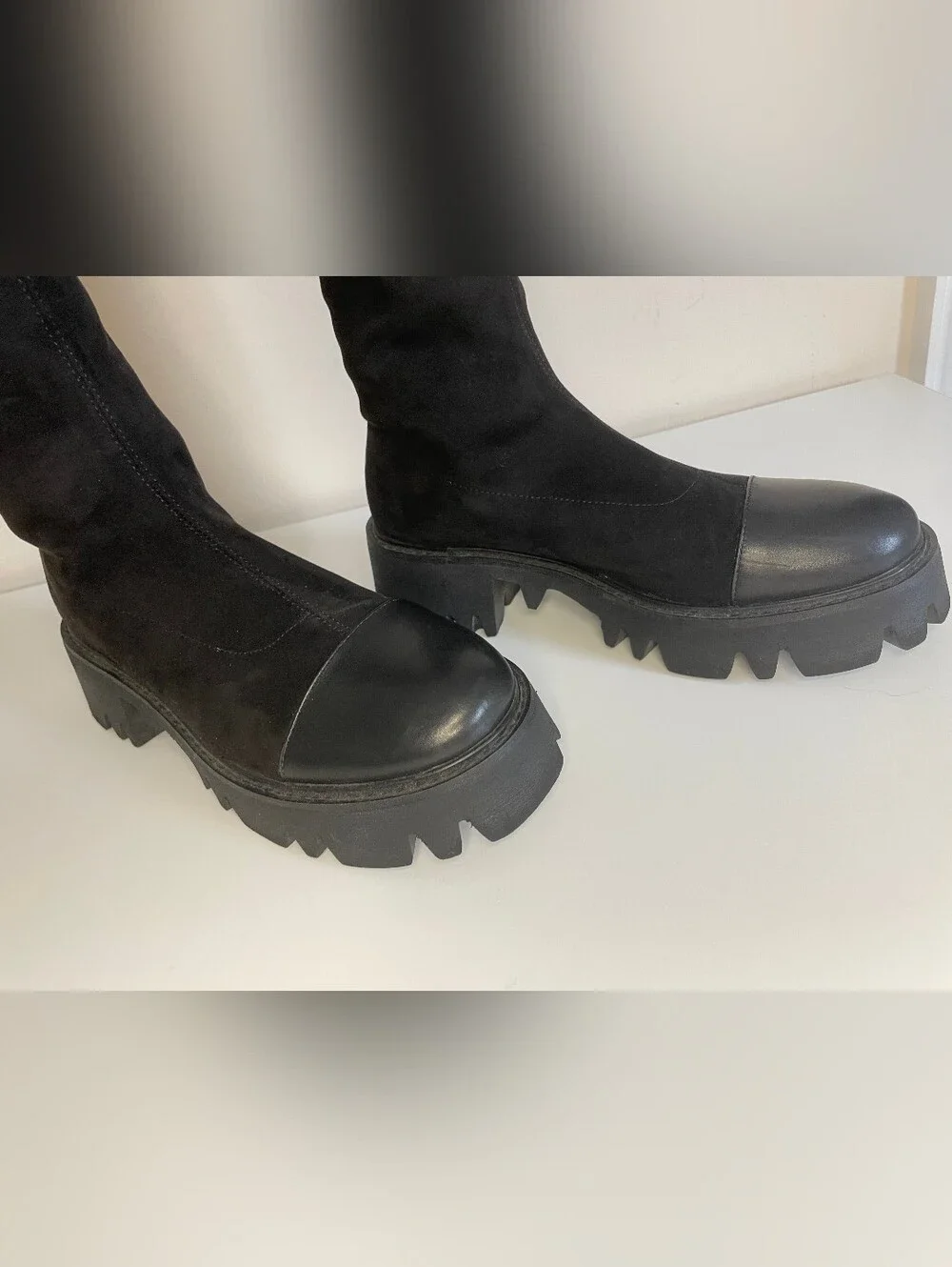 Staccato Black Over-the-Knee Chunky Sole Boots Size 7